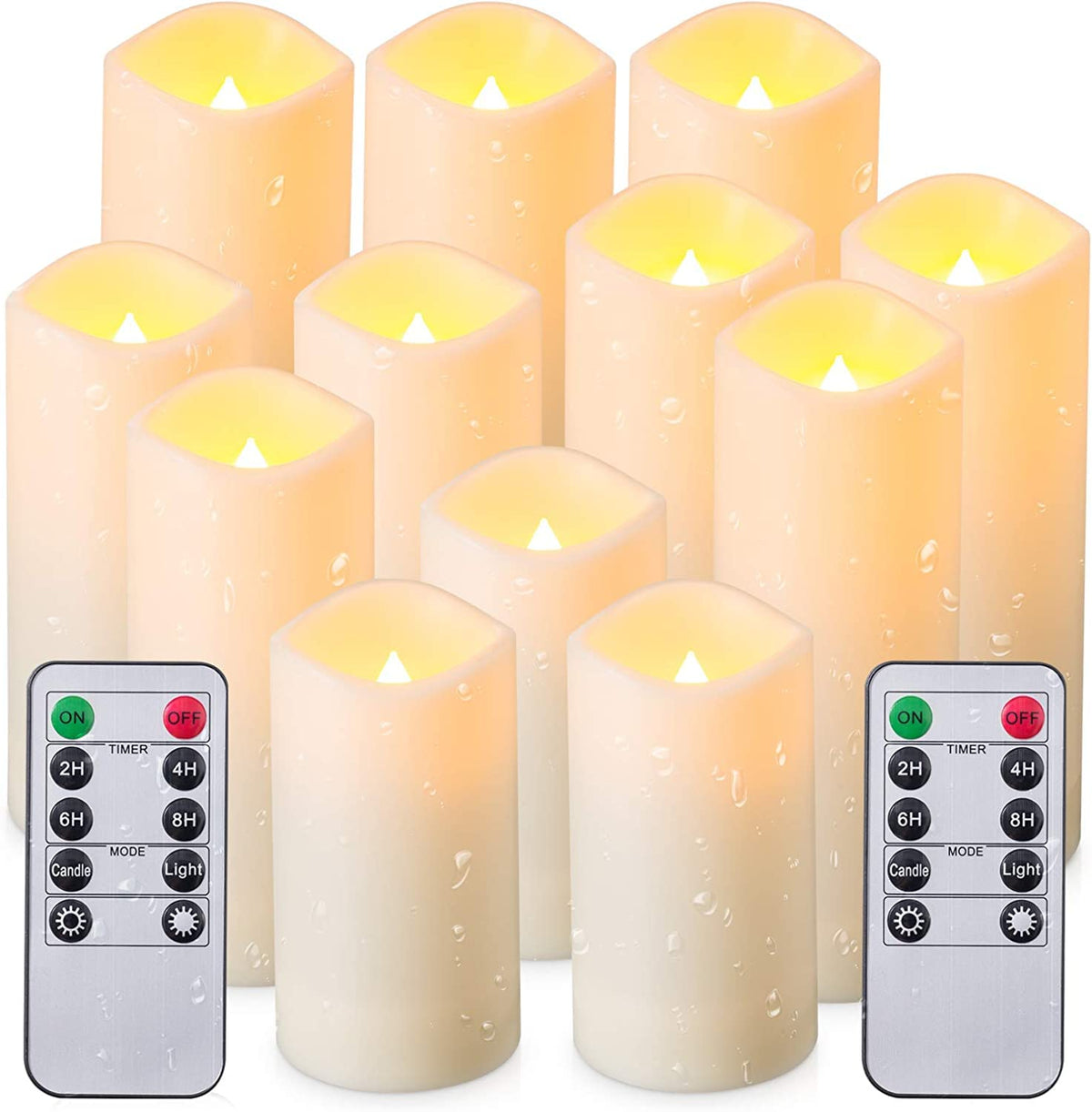 Waterproof LED Flameless Candles Battery Operated - 12 Pack, Ivory