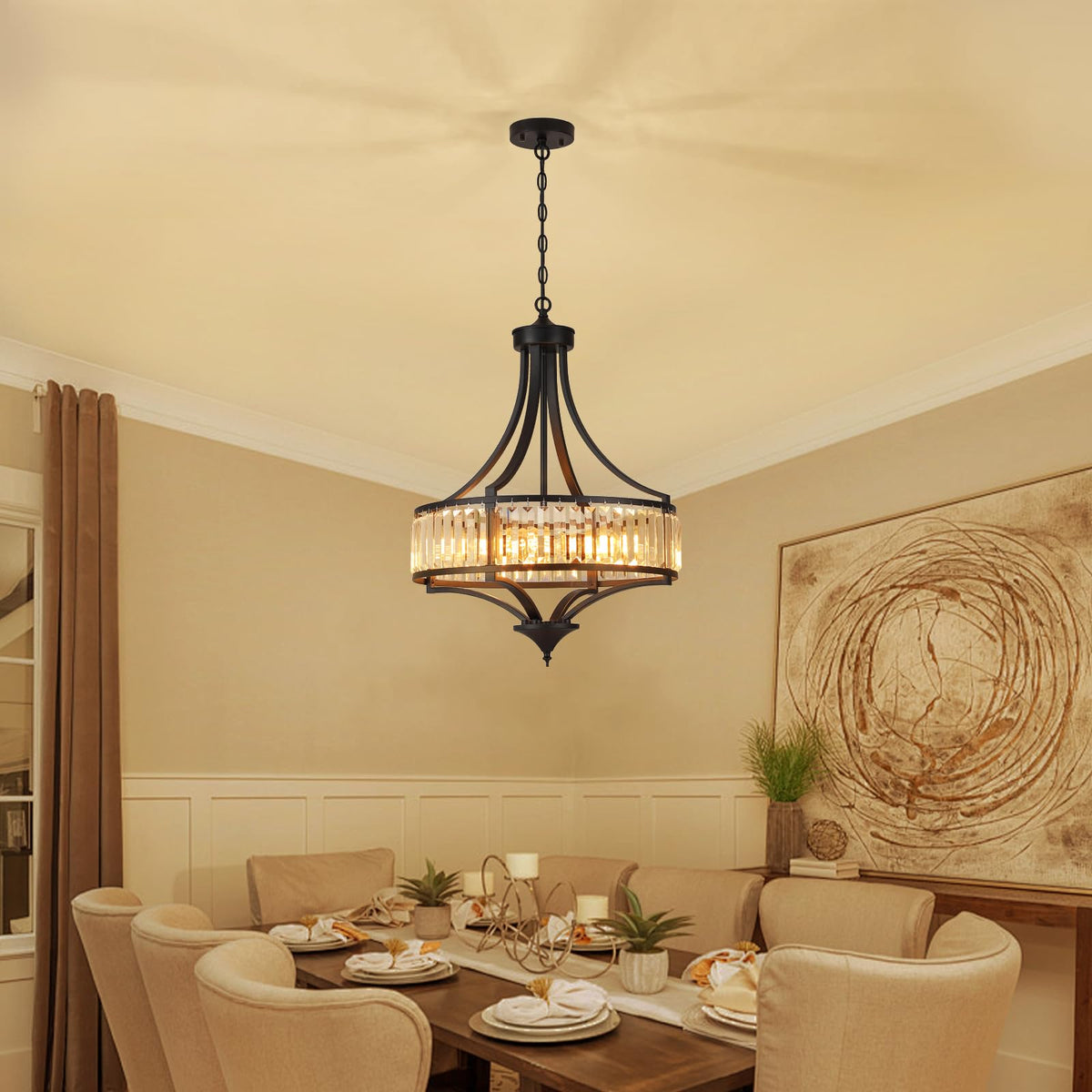 Modern Black Crystal Chandelier (Black)