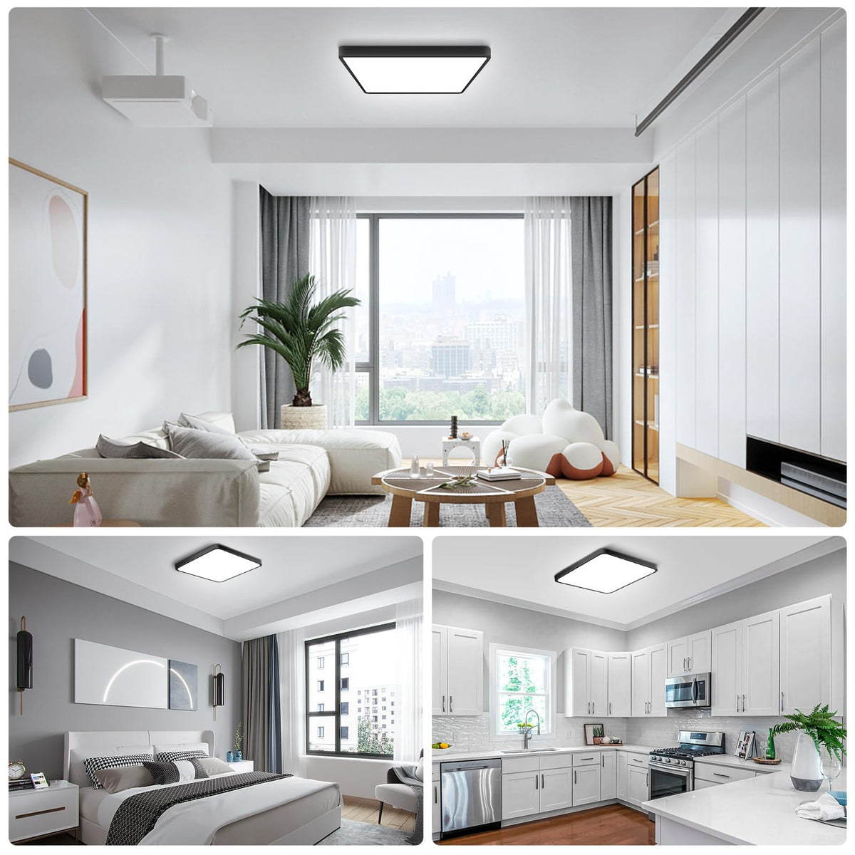 9Inch 18W Square LED Ceiling Light Fixtures Flush Mount (Daylight White / 9 inch Black)