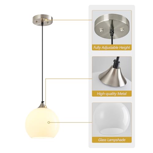 White Pendant Lights Kitchen Island 3 Pack (Milky White / M - 7.87 in)