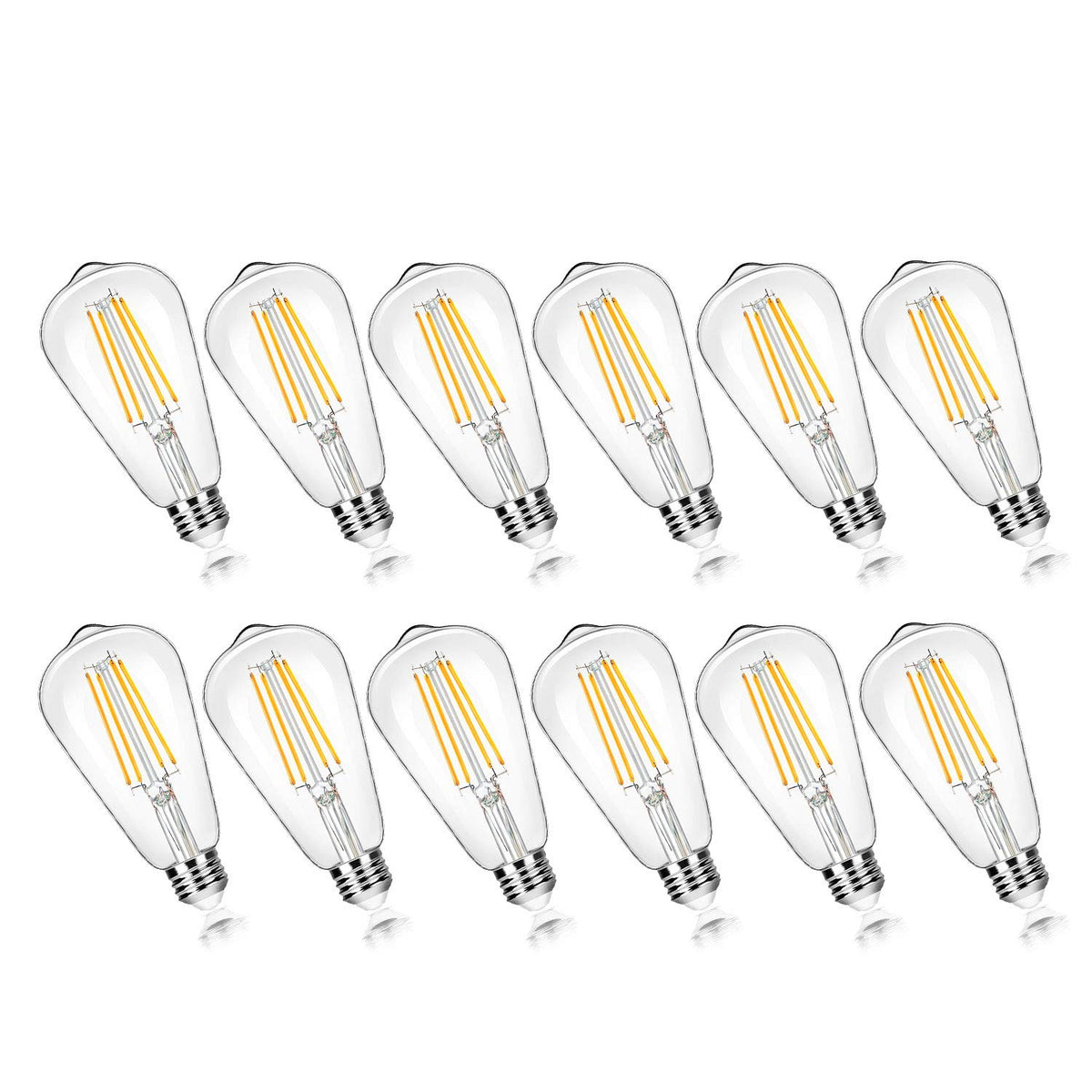 12 Pack Vintage 7W ST58 LED Edison Light Bulbs 60W Equivalent (3000k Soft White / 12 Pack (60W Equivalent))