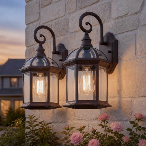 15.5" Outdoor Porch Sconce Lights (Oil-Rubbed Bronze / 15.5-inch)