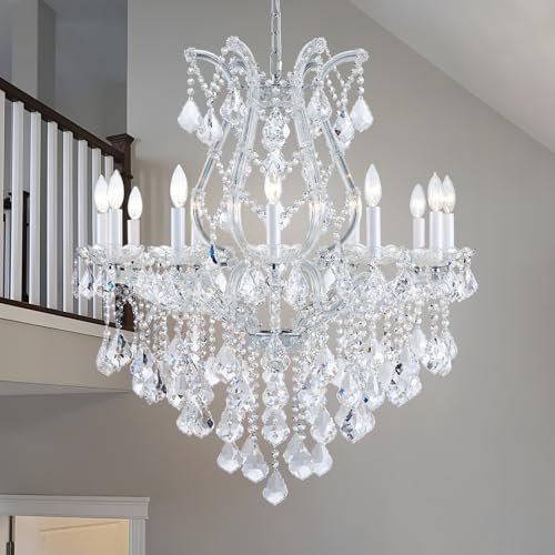 12 Light Crystal Maria Therese Luxury K9 Crystal Chandelier for Dining (12-Light/Sliver)