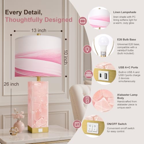 Alabaster Table lamp with USB Series