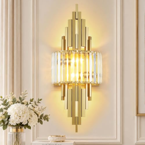 Gold Crystal Luxury Wall Sconces Mid (Gold Rectangular-1P)