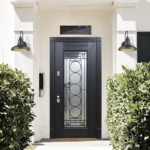 Dusk to Dawn Sensor Outdoor Barn Light Fixtures Outdoor Wall Sconces Farmhouse Wall Mount Lights Exterior Light Fixture Black Finish Industrial Wall Lantern for Porch (Black / 03-DDRZ004-4PACK(Dusk to Dawn))