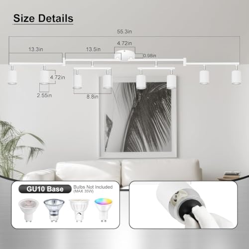 White Track Lighting Fixture Ceiling (White Track Lighting fixture / 8-Light Track Lighting(White))