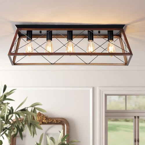 31.5" Rustic Flush Mount Ceiling Light Fixture