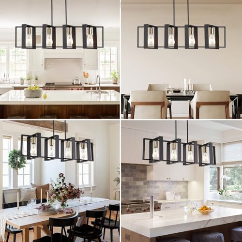 35.4" Kitchen Island Lighting Fixture (Black / 4 Lights)