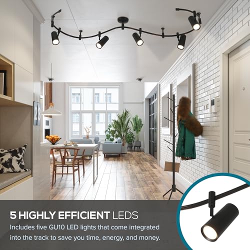 Ellipse Track Ceiling Light with 5 Adjustable LED Heads (Black)