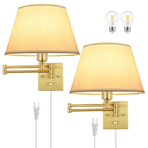 Dimmable Wall Sconce Plug in (Gold / Large)