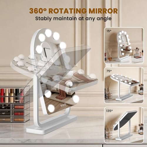 Arched Vanity Mirror with Lights (White / 19"L x 14"W)