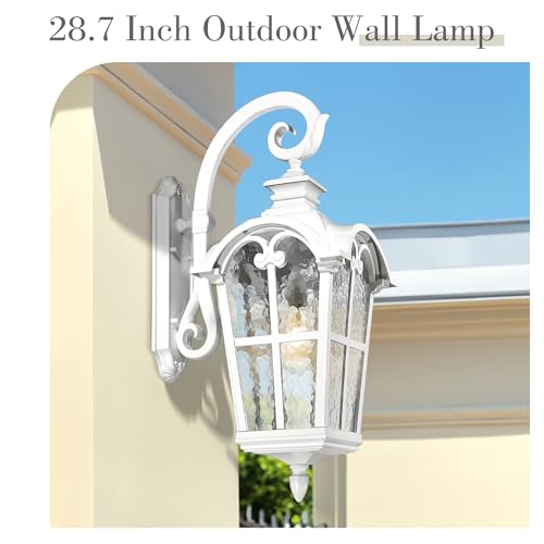 1 Light 28.7" Wall Sconce with Water Grain Glass (White - Water Glass / 28.7 Inch - No Function)