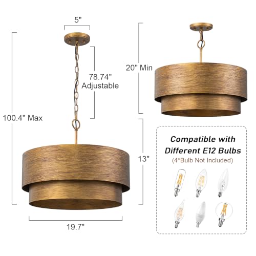 Farmhouse Drum Chandelier (Copper Bronze / 20")