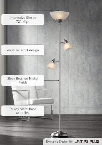 360 Lighting Ellery 72" Tall Nickel Tree Torchiere 3