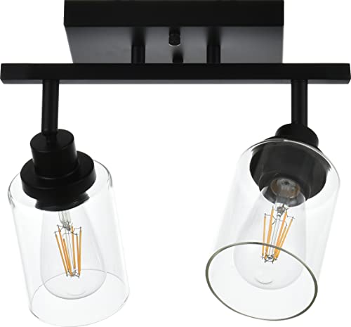 2 Light Wall Scone Spotlight Semi Flush Mount Ceiling Light (Black / 2-Light)