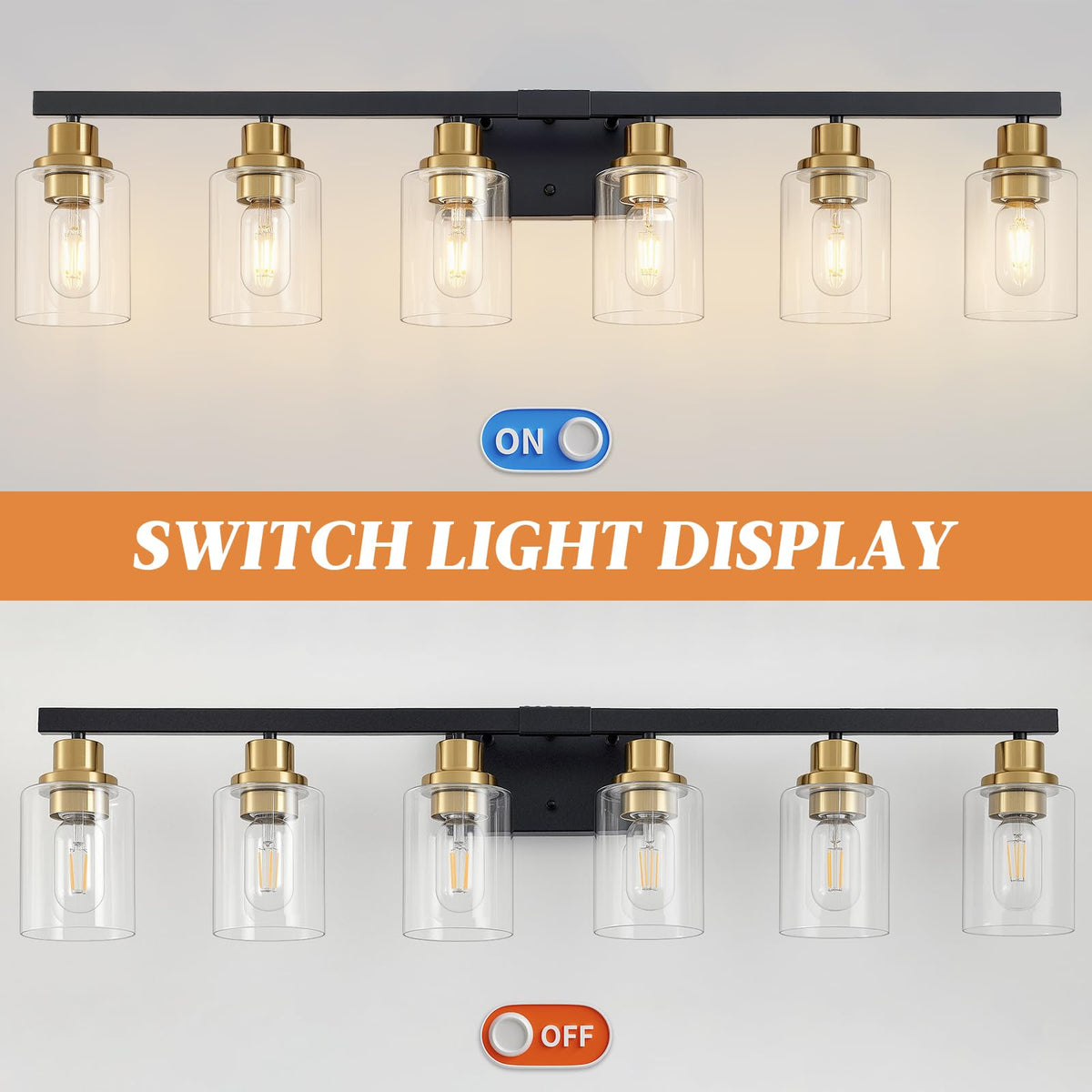 6 Light Vanity Lights Bathroom Light Fixtures (Black & Gold / 6-light)
