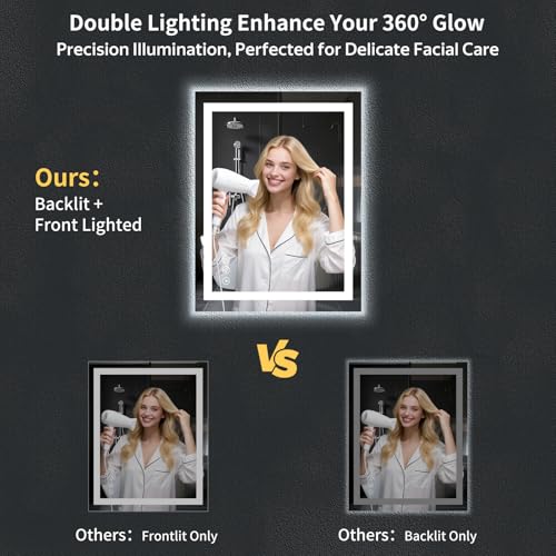 24"x32" LED Bathroom Mirror with Lights (Frontlit & Backlit / 32"L x 24"W)