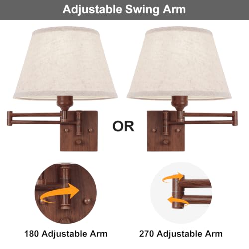 Wall Sconce Plug in (Walnut color-Remote / Large)
