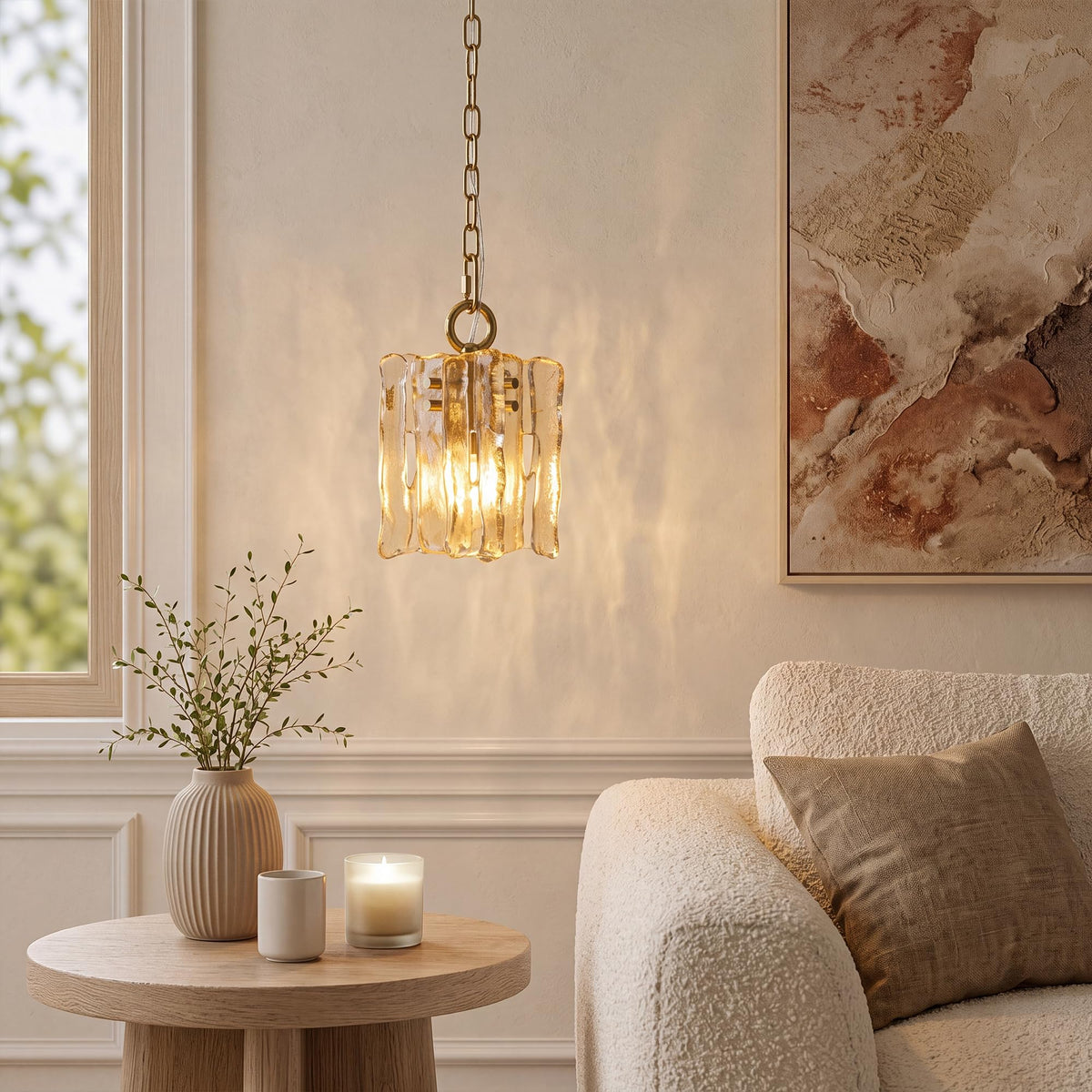1 Light Rectangular Chandelier (Gold & Clear glass / 1-Light(3pack))