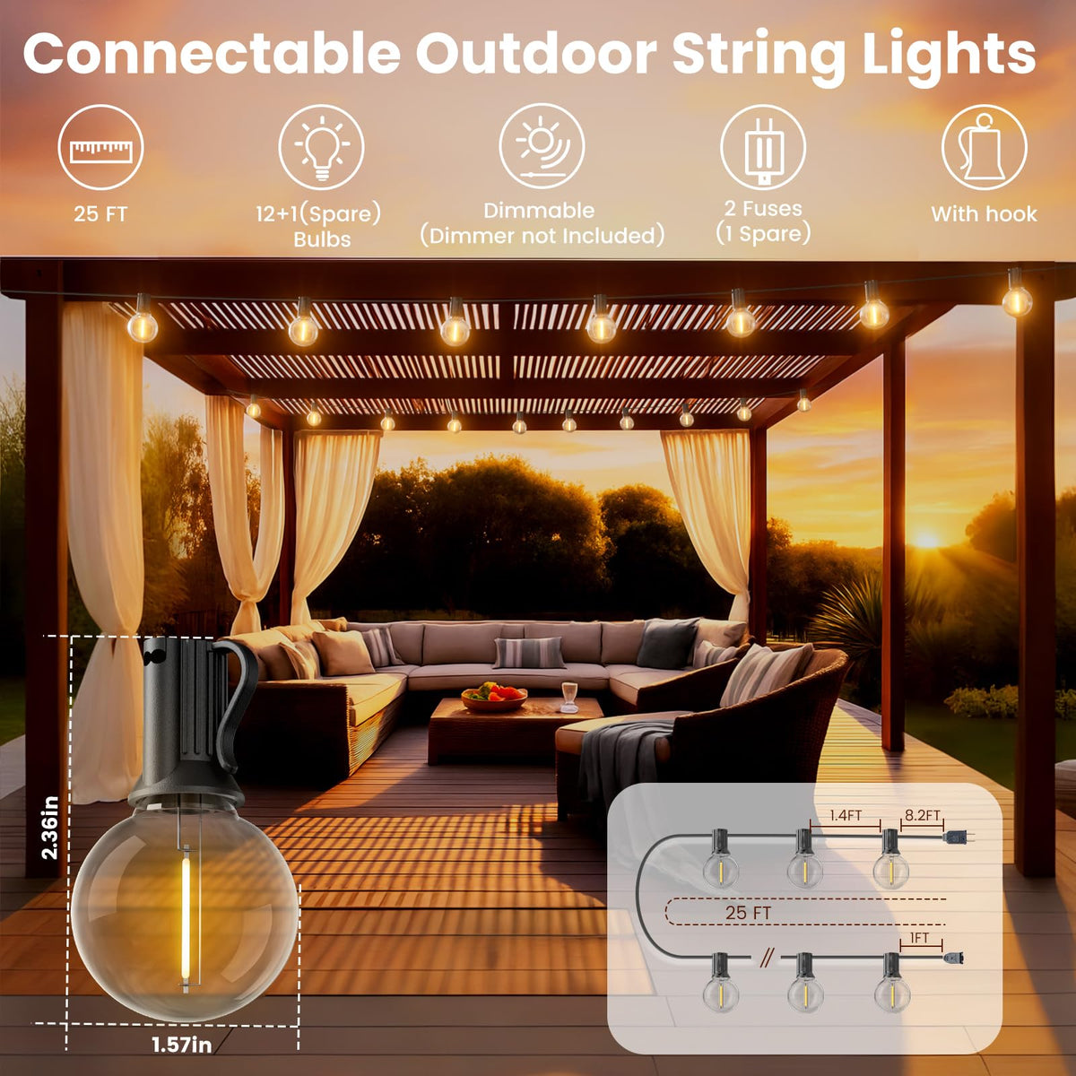 25 FT Outdoor String Lights (25FT)
