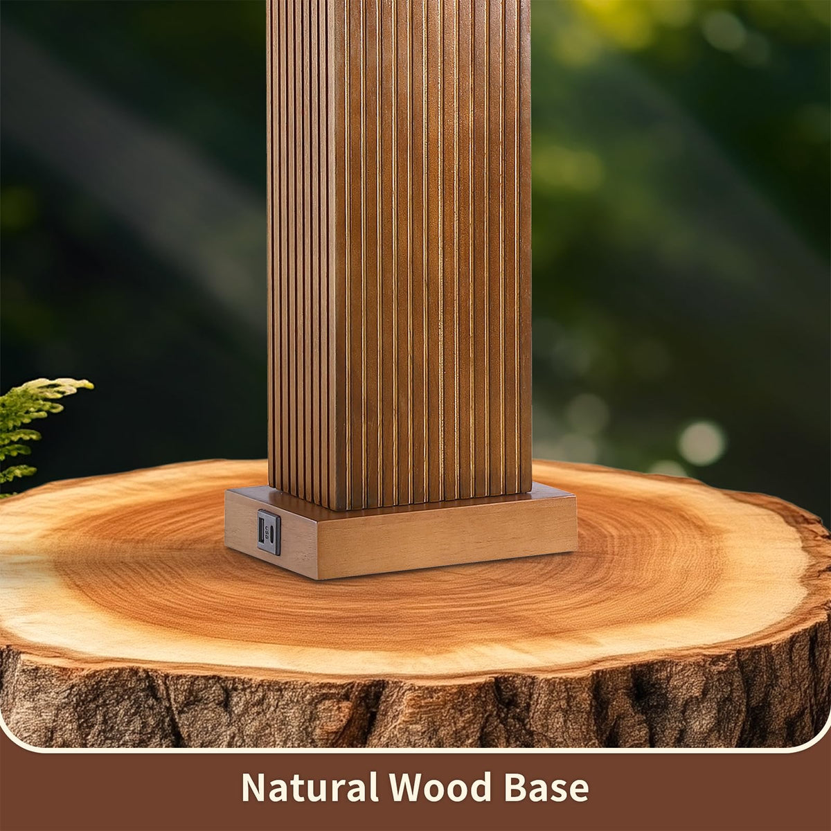 27.5" Wood Table Lamps Set of 2 for Bedroom Living Room (Walnut Wood 2 Pack)