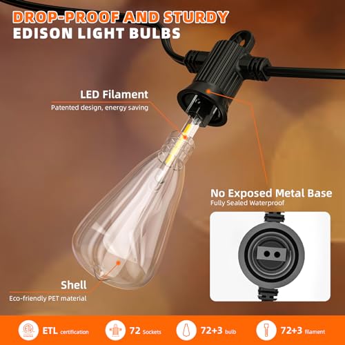 Outdoor Lights String LED Patio Lights (150FT)