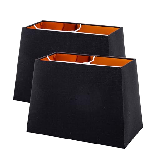Set of 2 Rectangle Lampshade (BlackGold / 12X14X10")