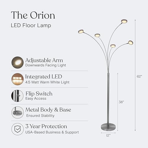 Orion Arc Floor Lamp for Living Room (Satin Nickel)