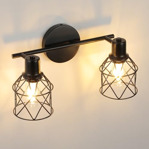 Industrial Track Lighting Fixtures Ceiling (Black / 2-Light-Cage)