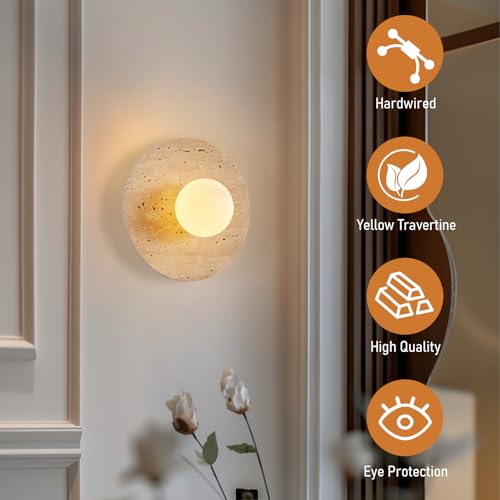 Natural Yellow Travertine Wall Sconce (2 Pack)