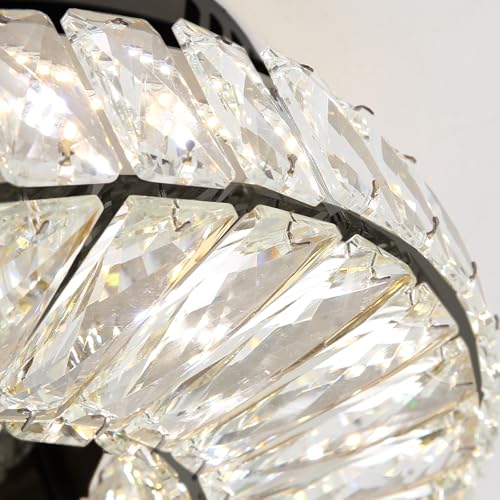 Modern Chandelier Bedroom Light Indoor LED Dimmable Lights Ceiling Chandeliers for Dining Room Kitchen Entryway Black 25W LEDs Fixtures 2000 Lumens (Black / W16")