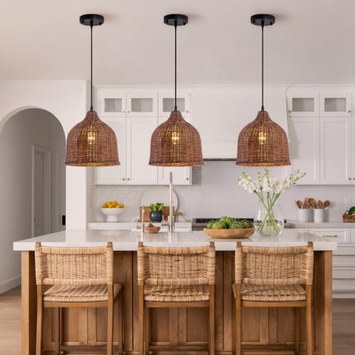 TeruTeru Ji Kaikang Mini Pendant Light (Curry Rattan 10.6" / 3-Pack)