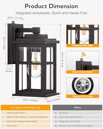 Bronze Dusk to Dawn Outdoor Lighting (Dusk to Dawn 2 Pack / Oil-Rubbed Bronze)