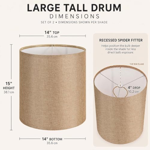 Large Caramel Lamp Shades Set of 2 (Caramel / 14"×15")