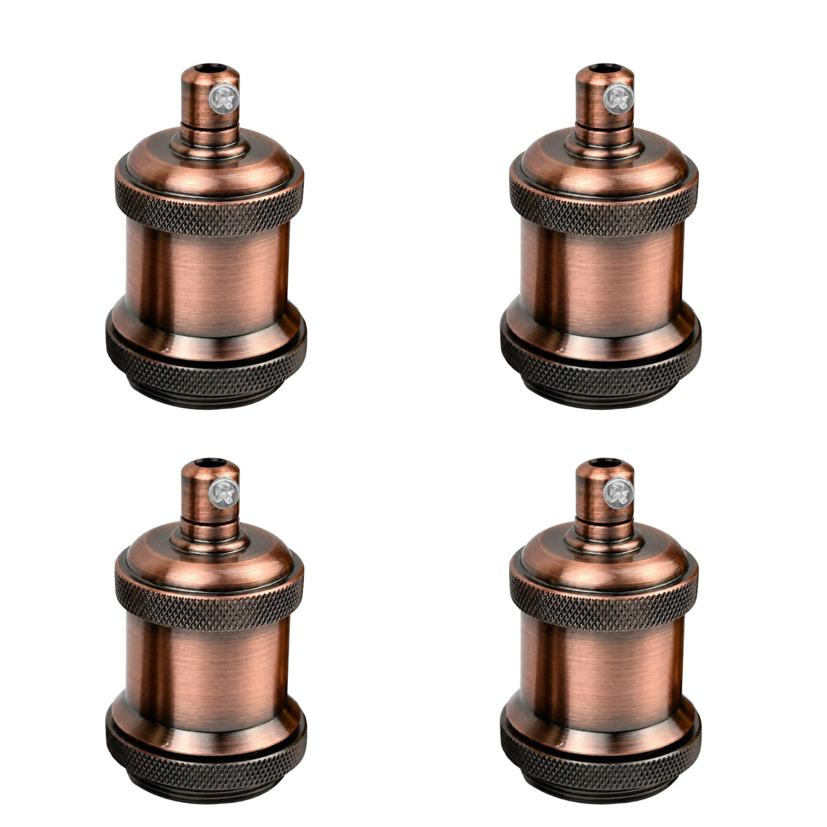 E26 Lamp Holder Socket Copper Metal Vintage Edison Bulb Holder IP20 Hardwired Medium Base Fitting for Pendant Wall Table Lamps DIY Indoor Lighting (Copper 4 Pack)