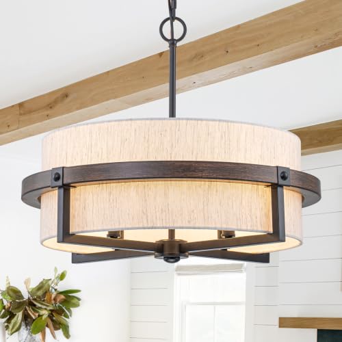 22" Bronze Drum Chandeliers for Dining Room with Off (Bronze / 22")