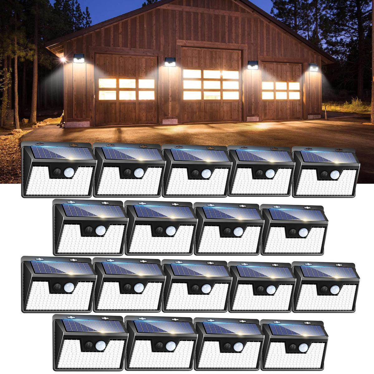 18 Pack 140 LED Solar Lights (18 Pack / Black Frame)