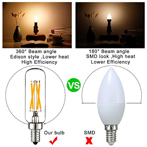 T6 E12 Candelabra Bulb 40 watt (Warm White 2700k 4w)