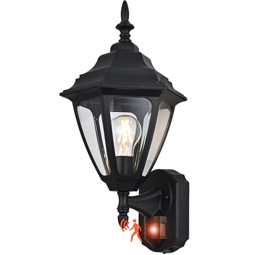 18.5"Large Outdoor Motion Sensor Porch Light Dusk to Dawn Wall Sconce Light (Black / Large - 1 Pack)