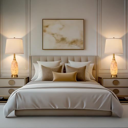 26" Modern Art Glass Table & Bedside Lamp (Dense blue and white / Large)