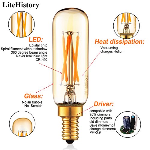 T6 E12 Bulb 40 watt Candelabra Light Bulbs (Utral Warm White 2200k 4w)