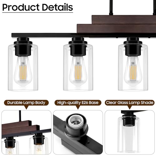 5 Light Kitchen Island Lighting (Black & Reddish Brown / 5-Light)