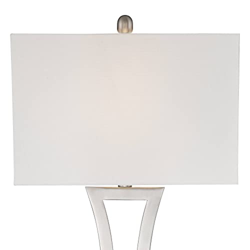 Roxie 31" Large Table Lamps Set of 2 Silver Brushed Nickel Metal