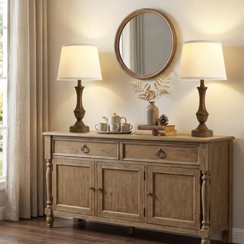 Table Lamp Set of 2 (Wood Grain / 19 in)