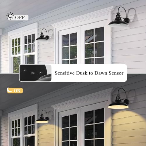 Dusk to Dawn Sensor Outdoor Barn Light Fixture (Black+White / 01-DDRZ004-1PACK(Dusk to Dawn))