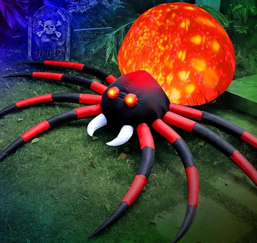 8 FT Halloween Inflatable Spider Outdoor Yard Decor with LED Rotating Flame (8FT Spider)