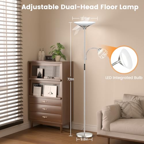 Metallic Sliver Torchiere Floor Lamp (Metallic Sliver)
