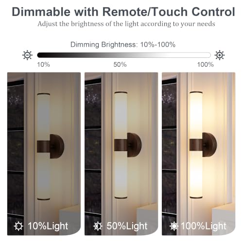 8000mAh Walnut Battery Operated Wall Sconces Set of 2 (Walnut（White Glass）)