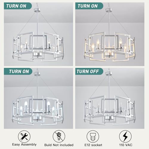 Modern Chandelier Chrome Geometric Pendant Lighting Fixture 5 (Silver)